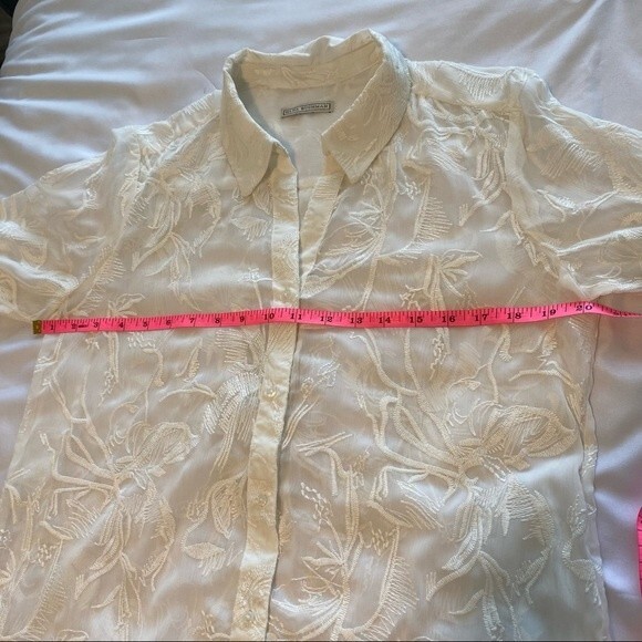 DANA BUCHMAN Embroidered Ivory Lightweight Two Piece Vintage Blouse Size M - Picture 11 of 15